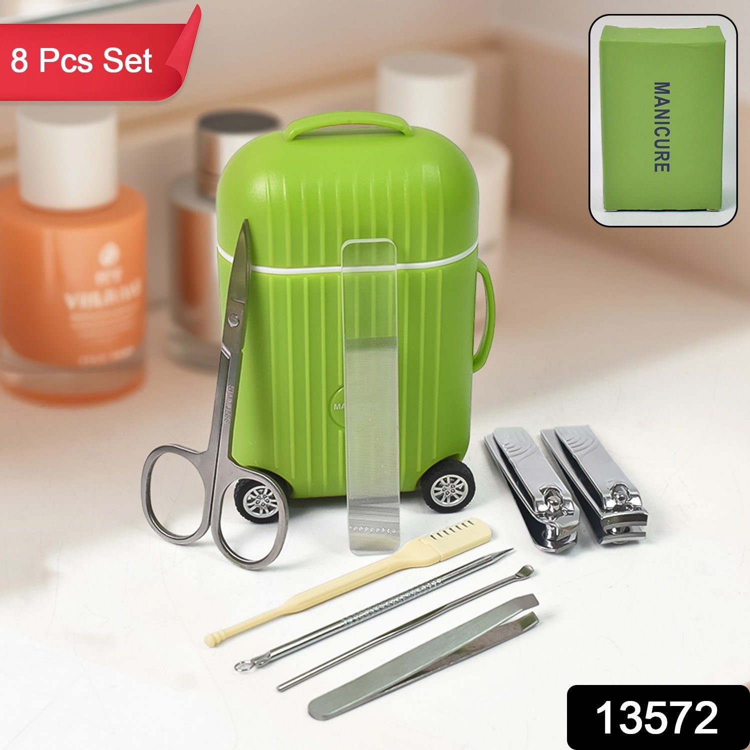 Manicure Pedicure Kit – 8-Pc Travel Grooming Set | Velvet Wipe