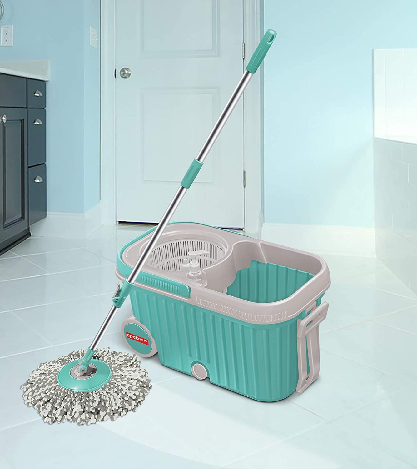 360 Spin Mop with Wheels – Microfiber, Auto-Fold Handle | Ganesh