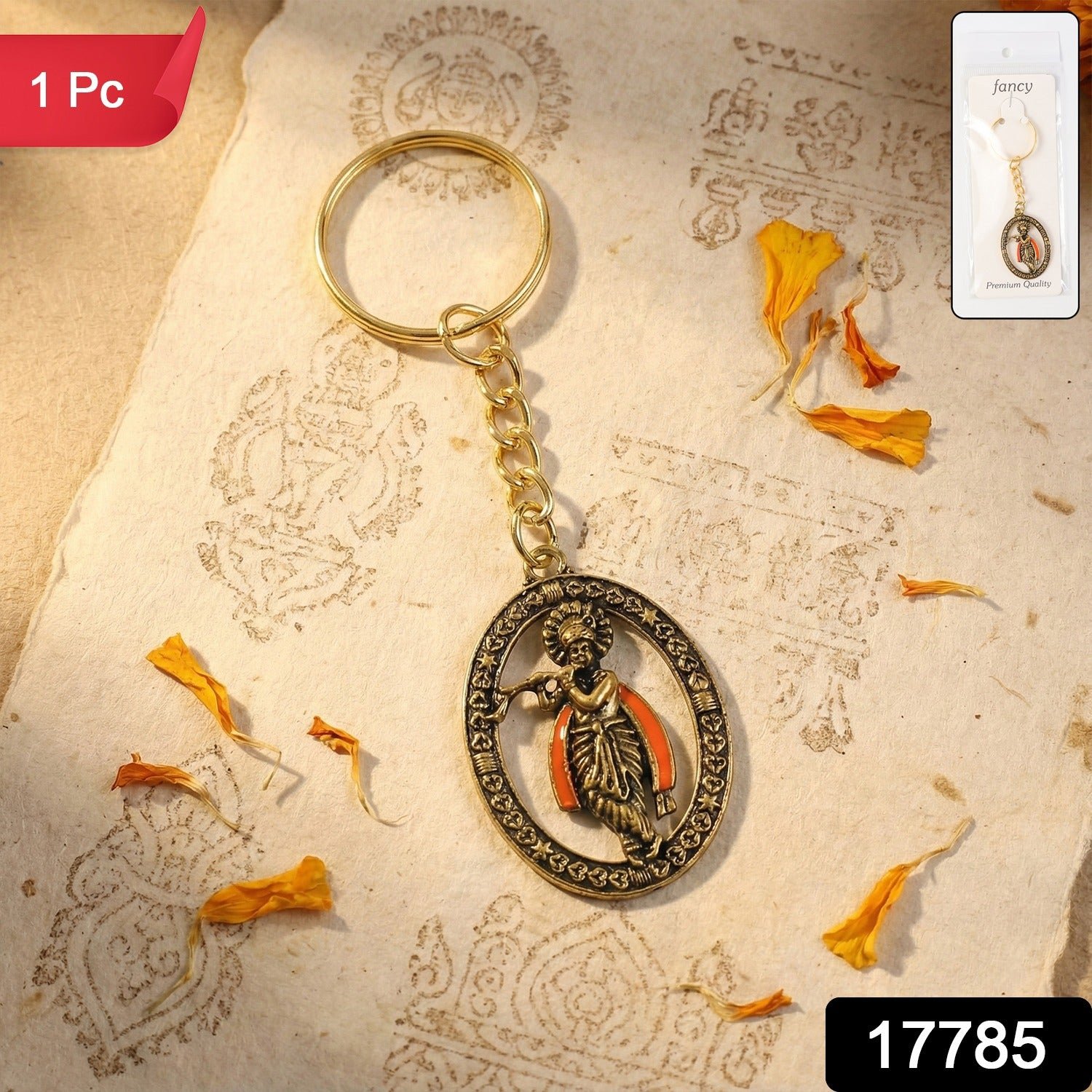 Lord Krishna Metal Keychain – Traditional Spiritual Accessory