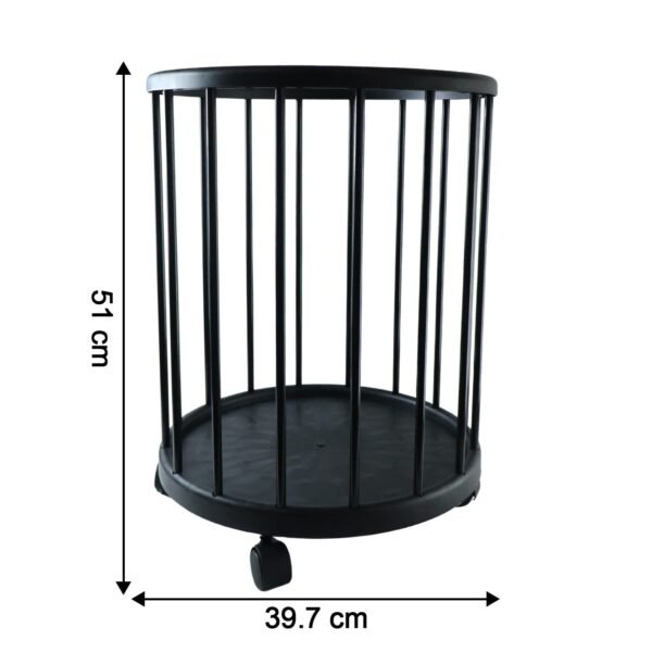 Metal Laundry Basket with Wheels, Round Standing Dirty Clothes Hamper (1 Pc)
