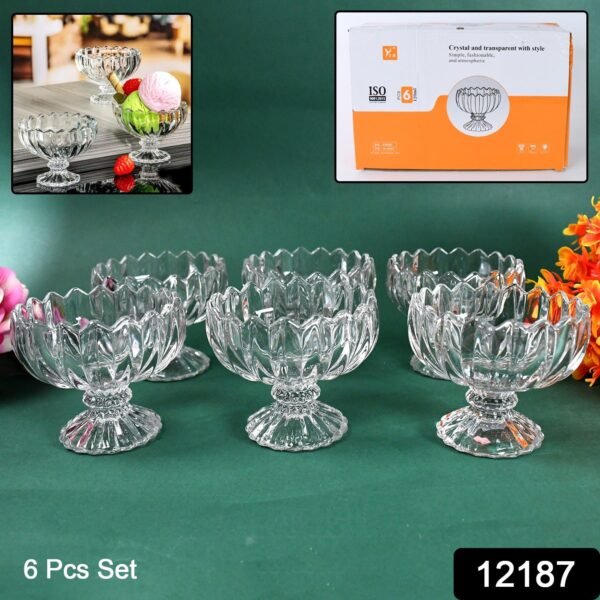 Glass Ice Cream Bowls – Set of 6 Clear Dessert Cups | Indo Glow