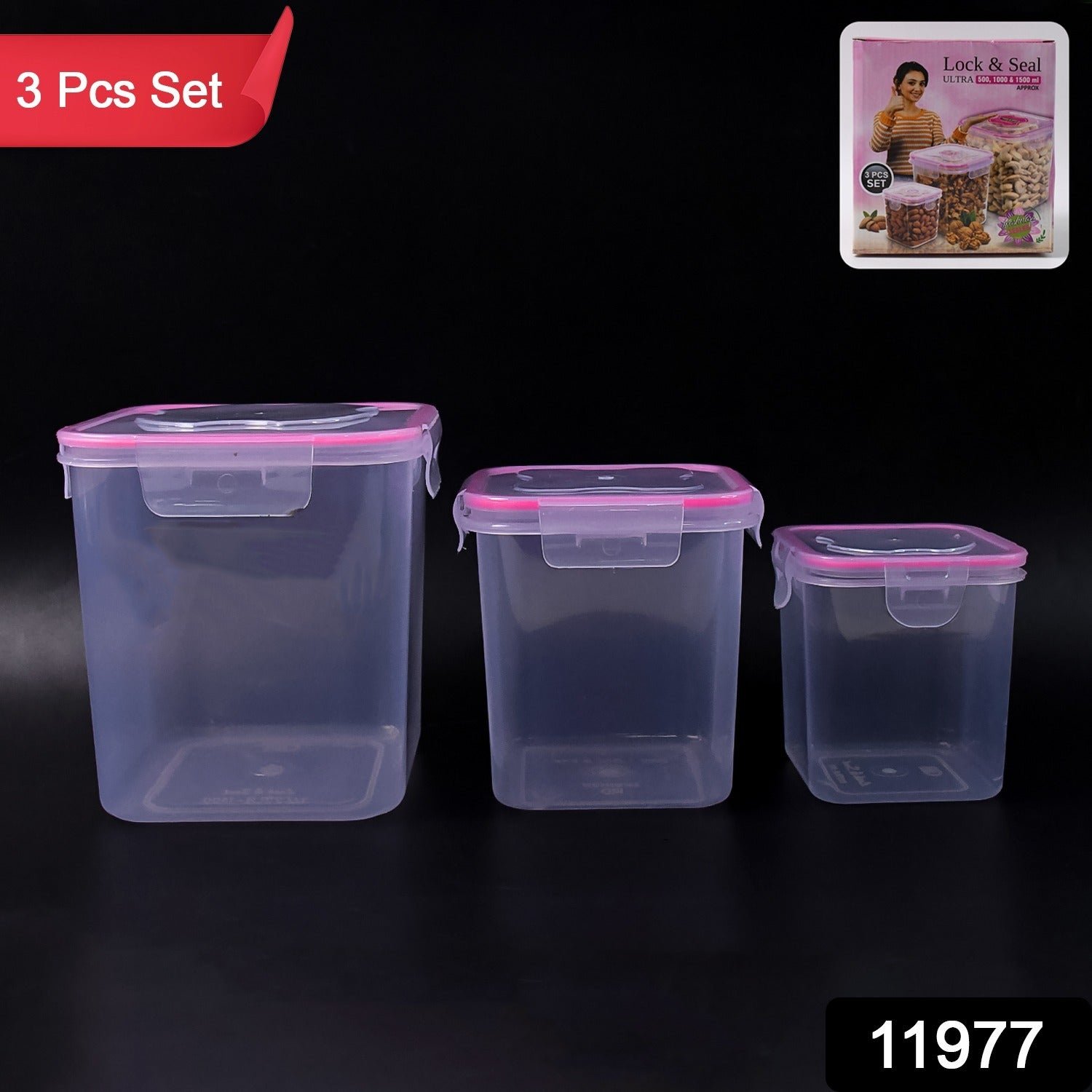 8e6145b2-4d4e-4a12-ab02-1289e3bd3e7c Airtight Kitchen Storage Container Set – 3 Pcs with Lock Seal Lids