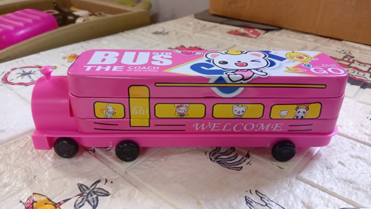 Metal Bus Pencil Case – Double Decker with Sharpener | Deskrova