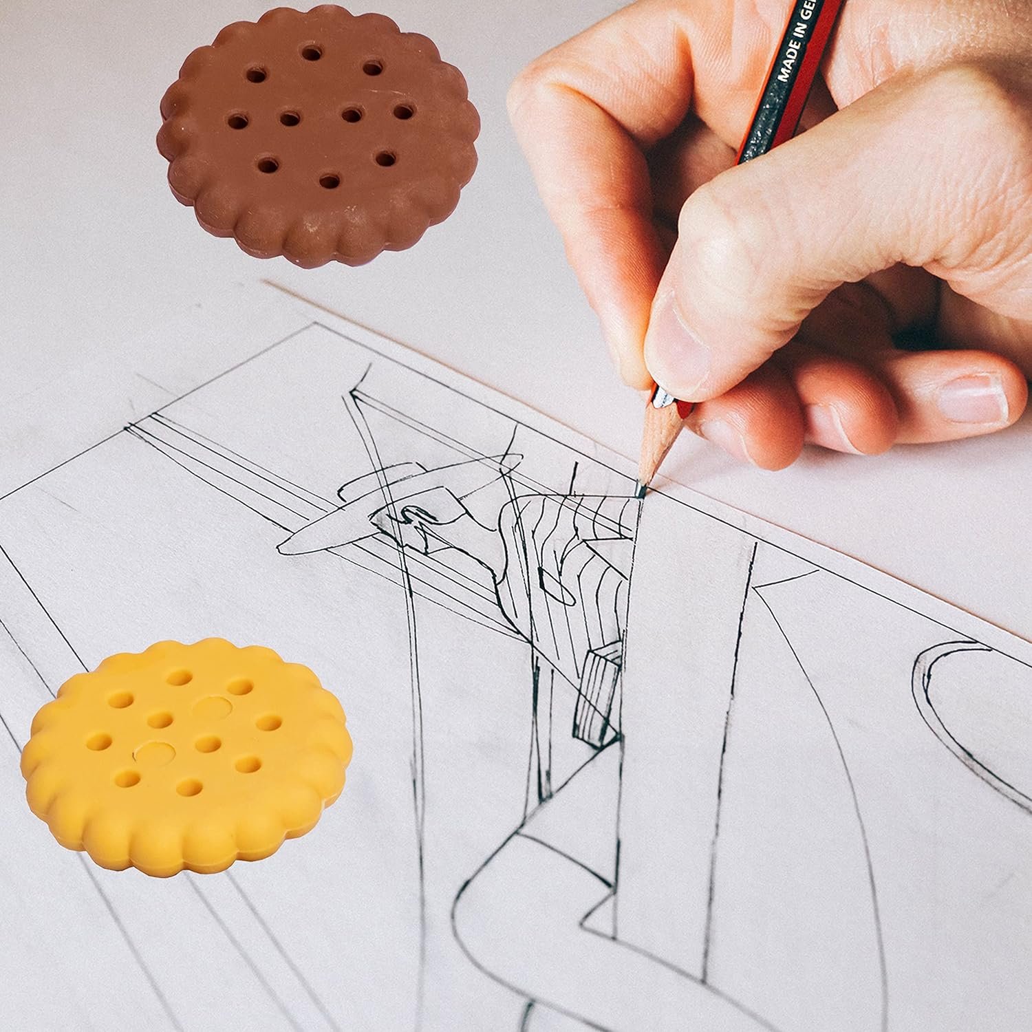 Biscuit Erasers – Fun Kids Stationery Set (6 Pcs) | Writezo