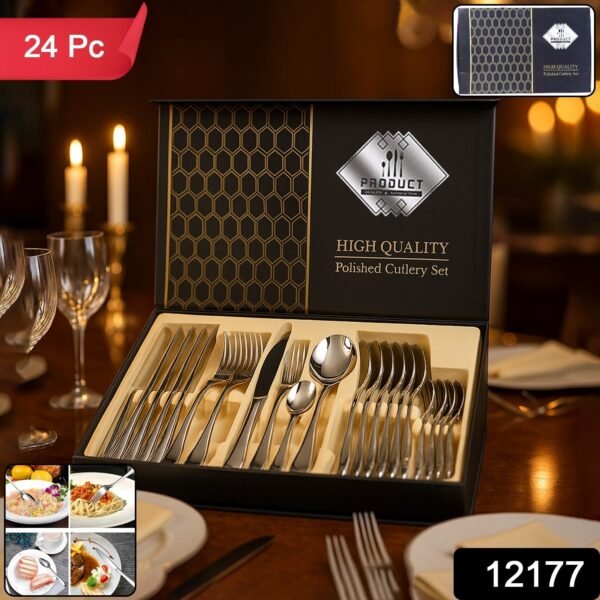Stainless Steel Cutlery Set – 24 Pc Polished Dinnerware