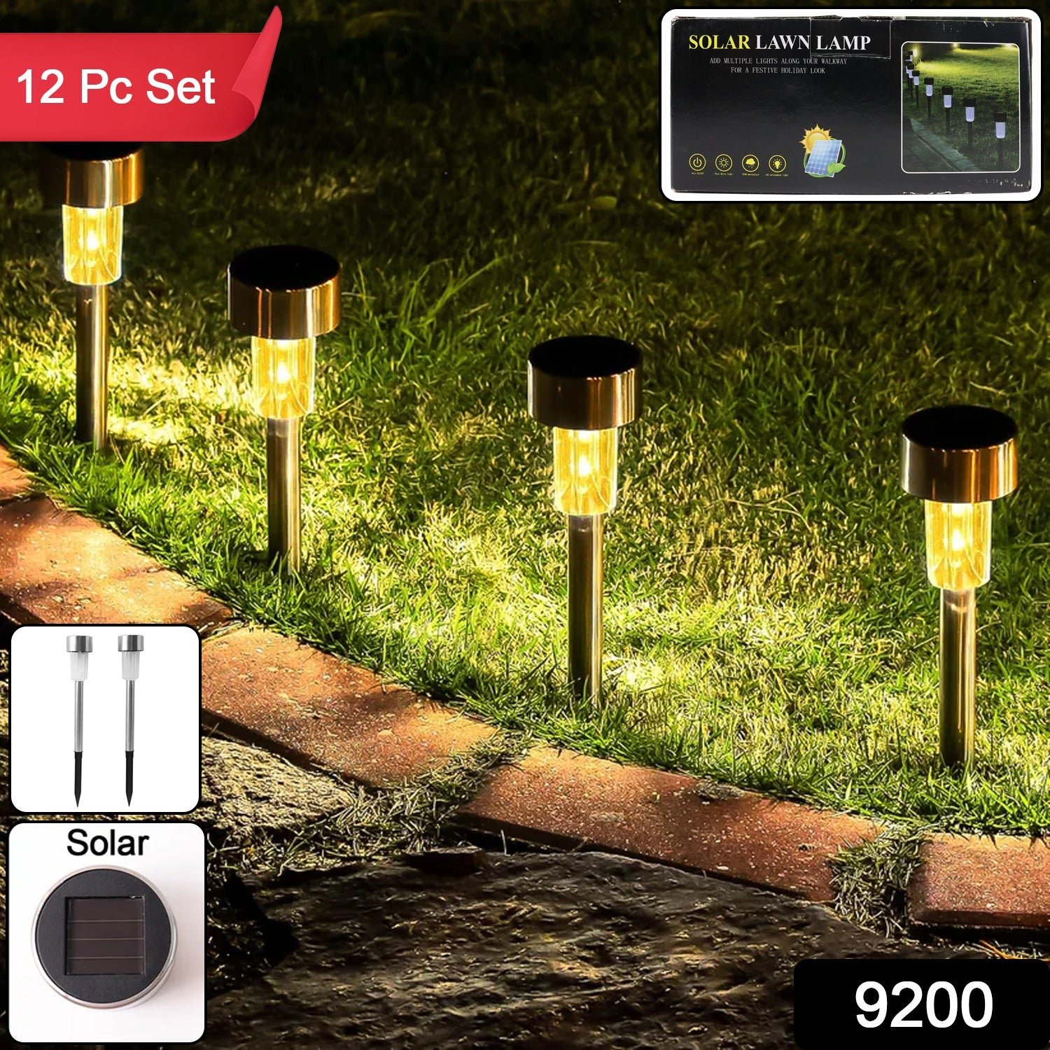 Solar Lawn Lamp Set – Eco-Friendly Stainless Steel Outdoor Lights