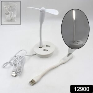 Portable USB Fan, Light & 3-Port Hub Combo for Laptops | Deskrova