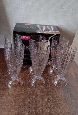 Plastic Milkshake Glass Set – Durable 400ML Plastic Tumblers (6 Pieces)