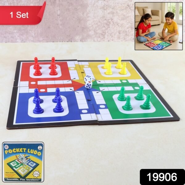 Pocket Ludo Game – Foldable Travel Board Set for Kids & Family