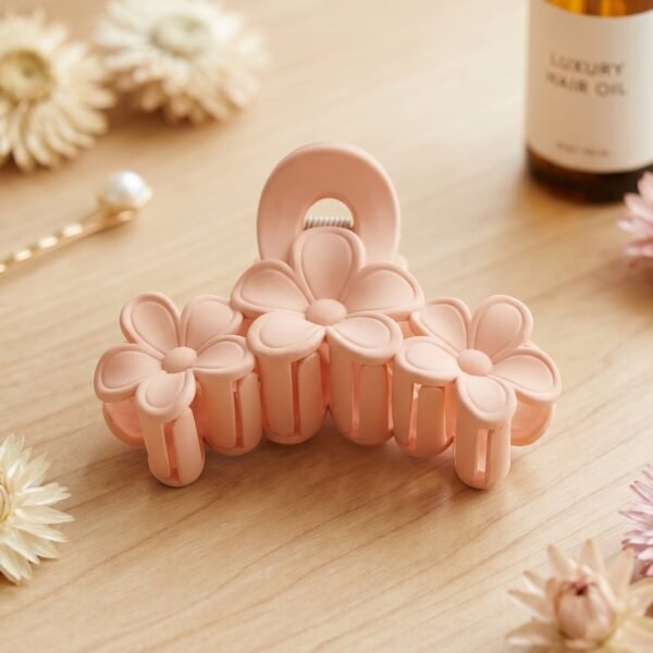 Large Plastic Hair Clip – Elegant Flower Design for Women