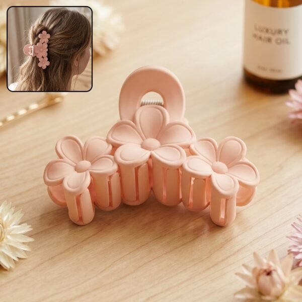 Large Plastic Hair Clip – Elegant Flower Design for Women