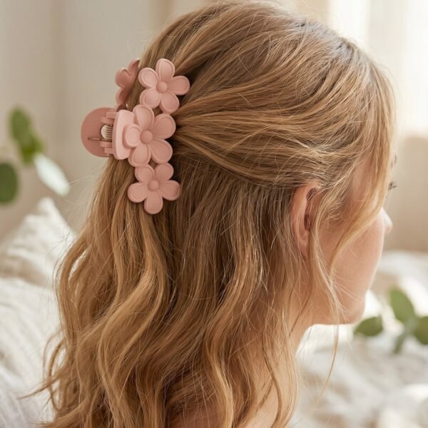 Large Plastic Hair Clip – Elegant Flower Design for Women