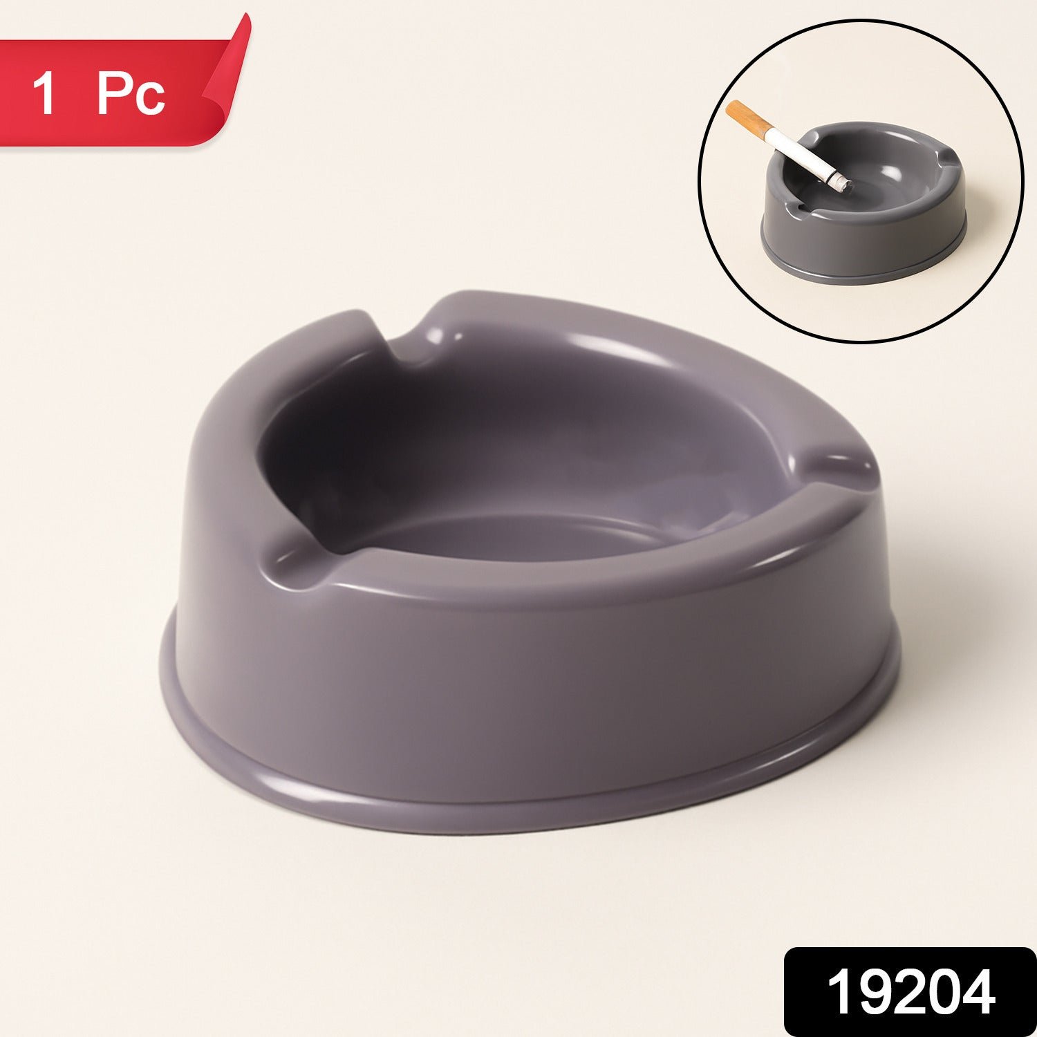 994aa95b-514a-4ea5-af52-7a432a80f76c Plastic Ashtray – Durable Grey with Triple Cigarette Slots