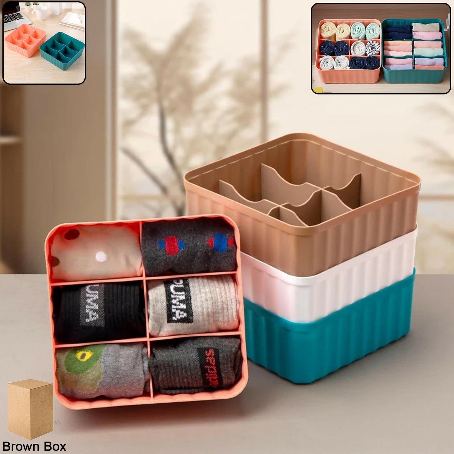 Square Organizer with 6 Compartments – Space-Saving Storage Set