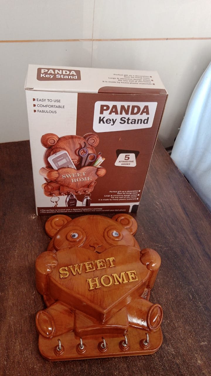 Panda Key Holder – 5-Hook Wall Mount Organiser | GlimmerHome