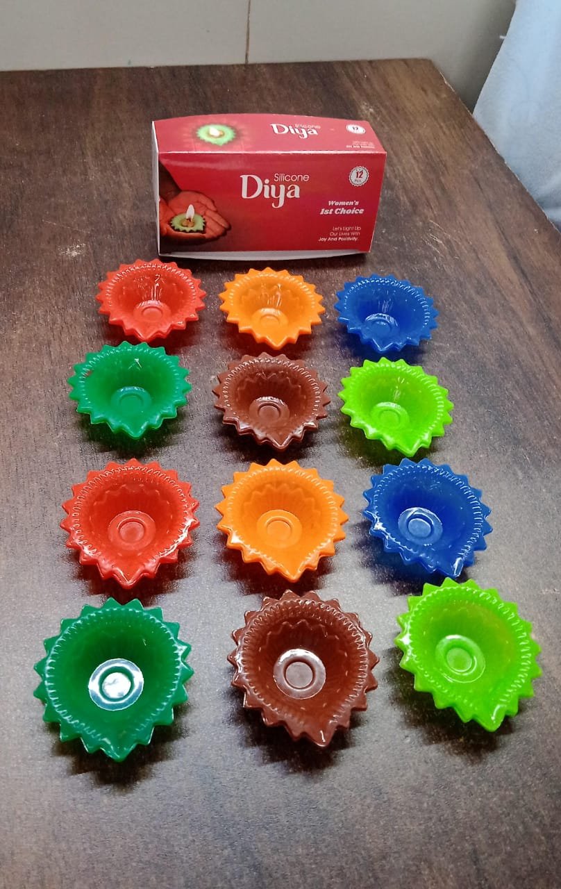 Silicone Diwali Diya – Colourful Reusable Set (12 Pcs) | Giftoiza