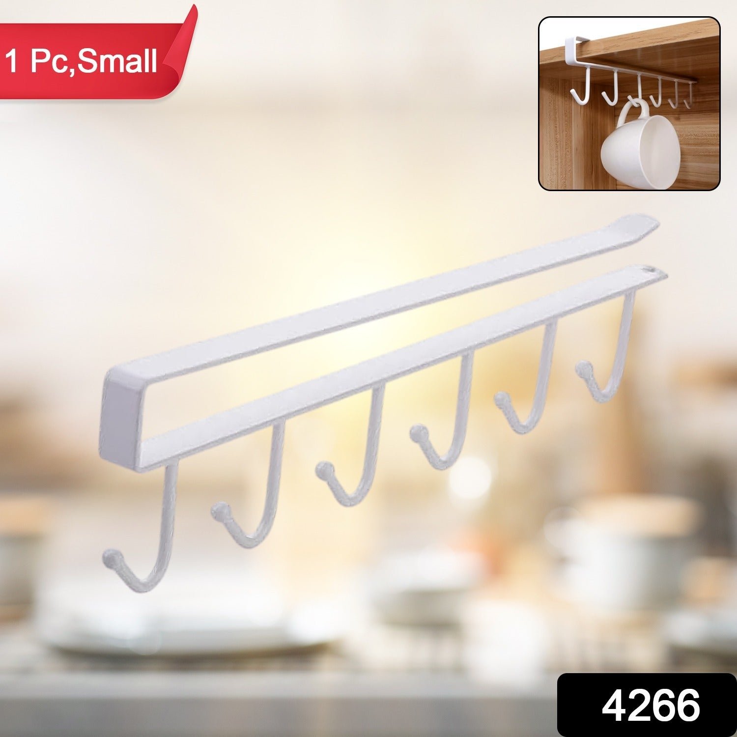 Metal Under-Shelf Storage Rack – 6 Hooks for Easy Organization