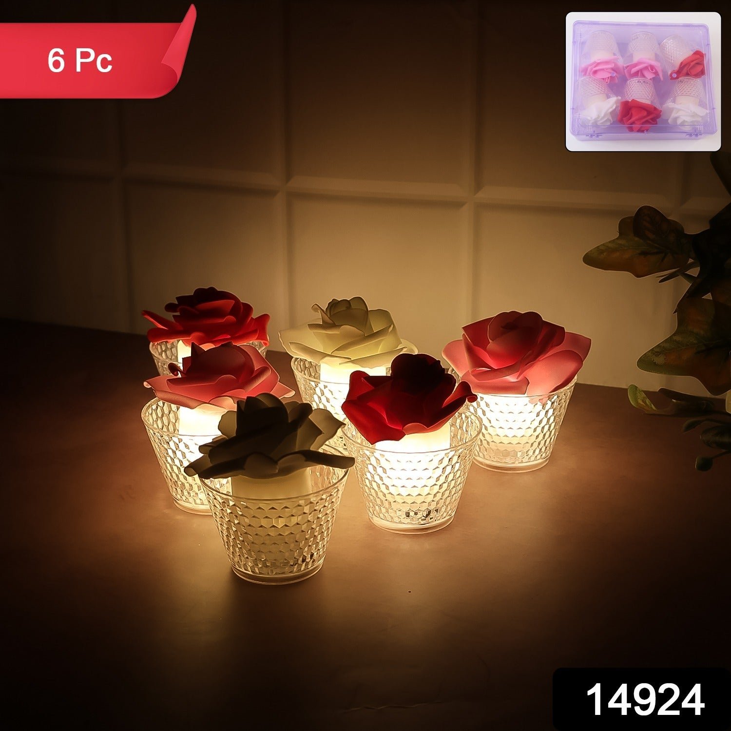 LED Rose Flower Flameless Tealight Candle Set – Elegant & Safe Décor