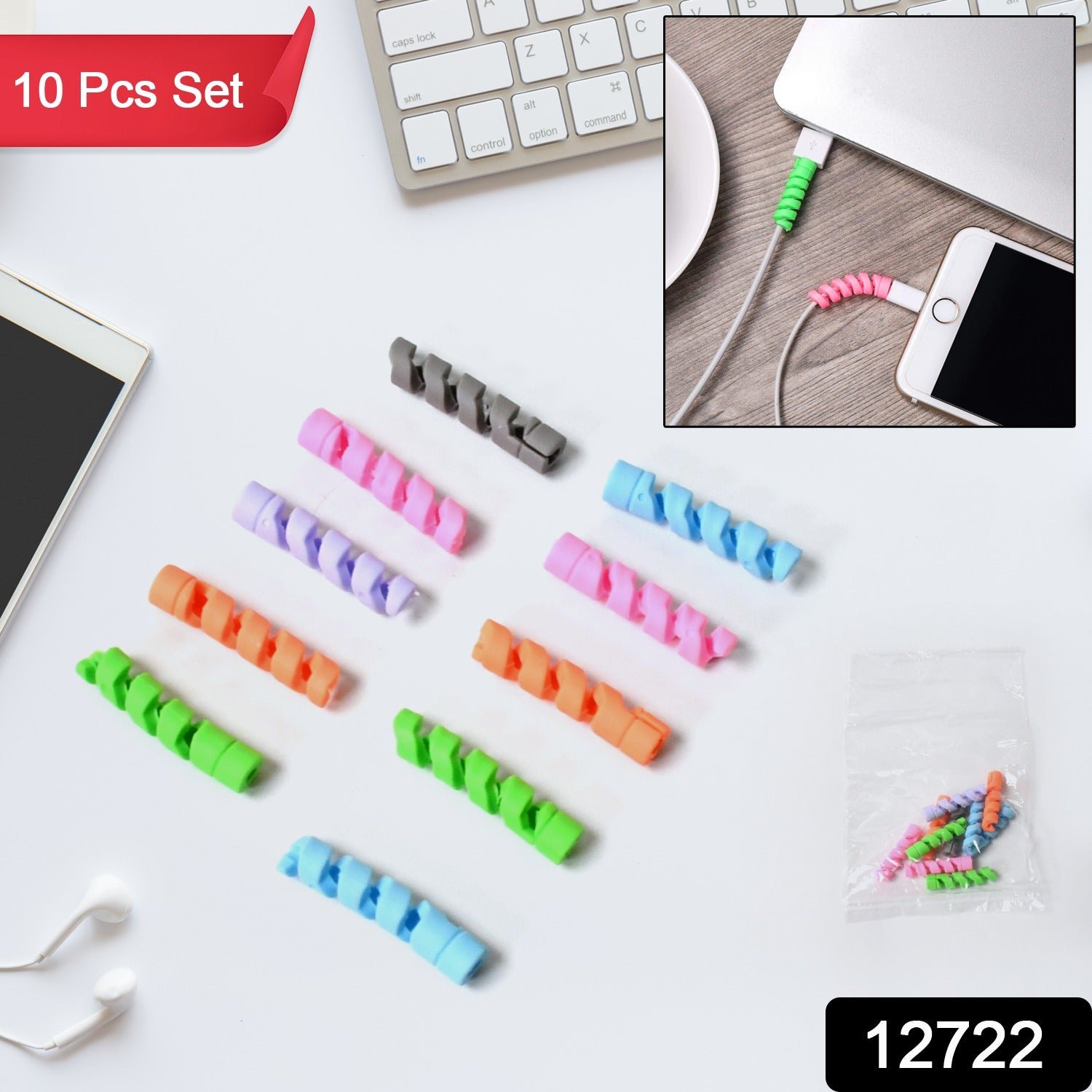 Cable Protector – 10-Pack Flexible Silicone for Chargers | WipeTech