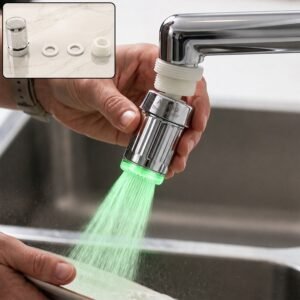 LED Light Dual Flow Faucet Tap Adapter with Splash Filter Aerator for Kitchen Sink (1 Pc)