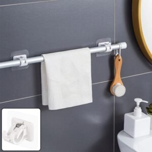 No-Drill Adhesive Towel Rod Holder – Multipurpose Wall Mount