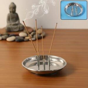 Agarbatti-Stand-01_461be926-0f6b-4042-be67-2fcf32028336 Stainless Steel Agarbatti Stand – Triple Stick Incense Holder