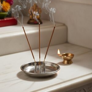 Stainless Steel Agarbatti Stand – Triple Stick Incense Holder