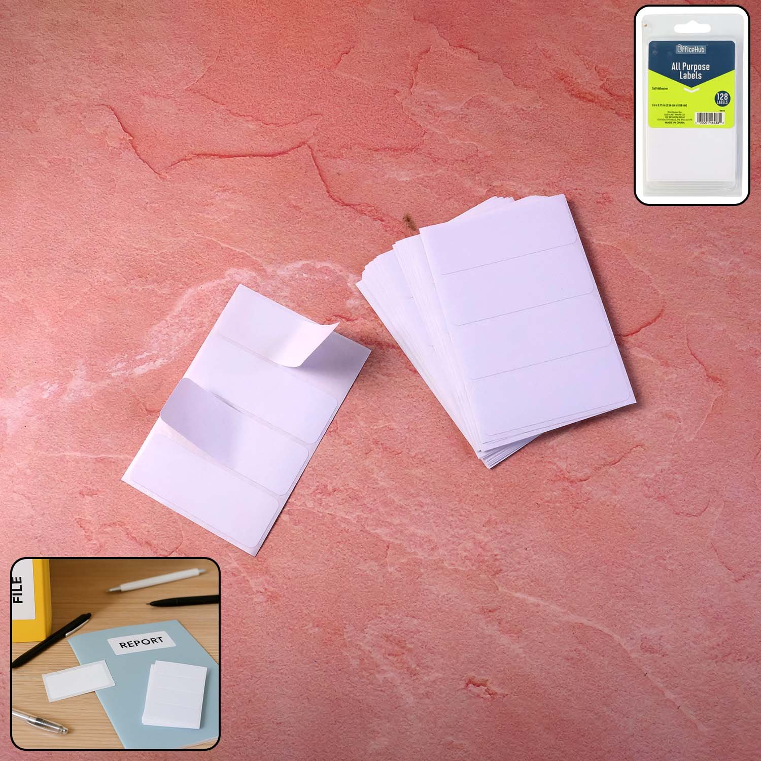 All Purpose Adhesive White Labels – 128 Durable Writable Stickers