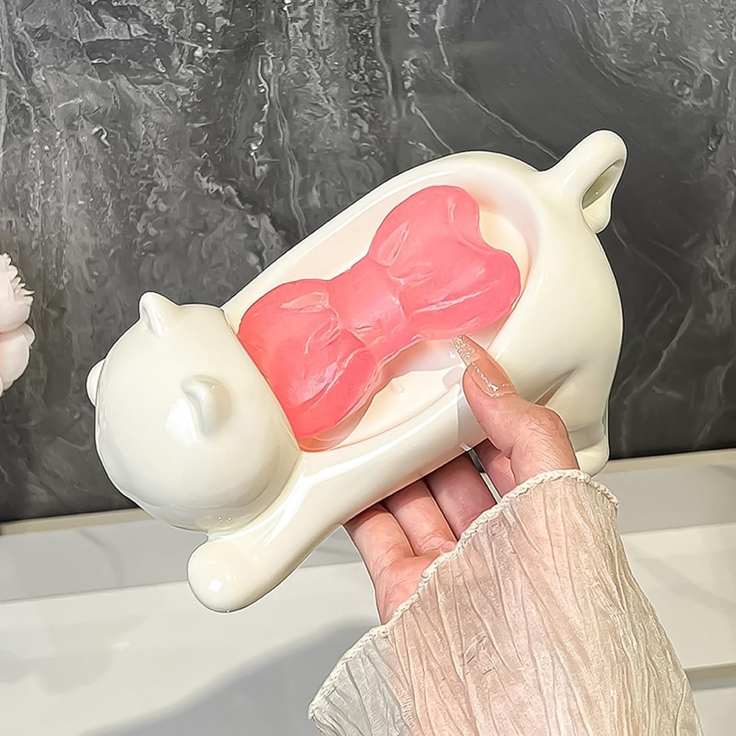 Animal Shape Soap Dish Holder – Cute Bear Design with Drainage