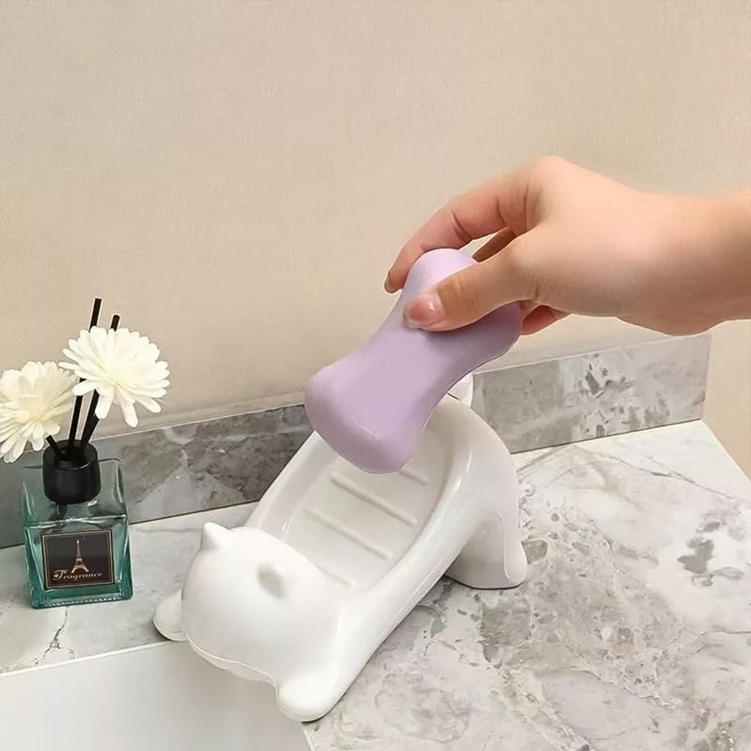 Animal Shape Soap Dish Holder – Cute Bear Design with Drainage