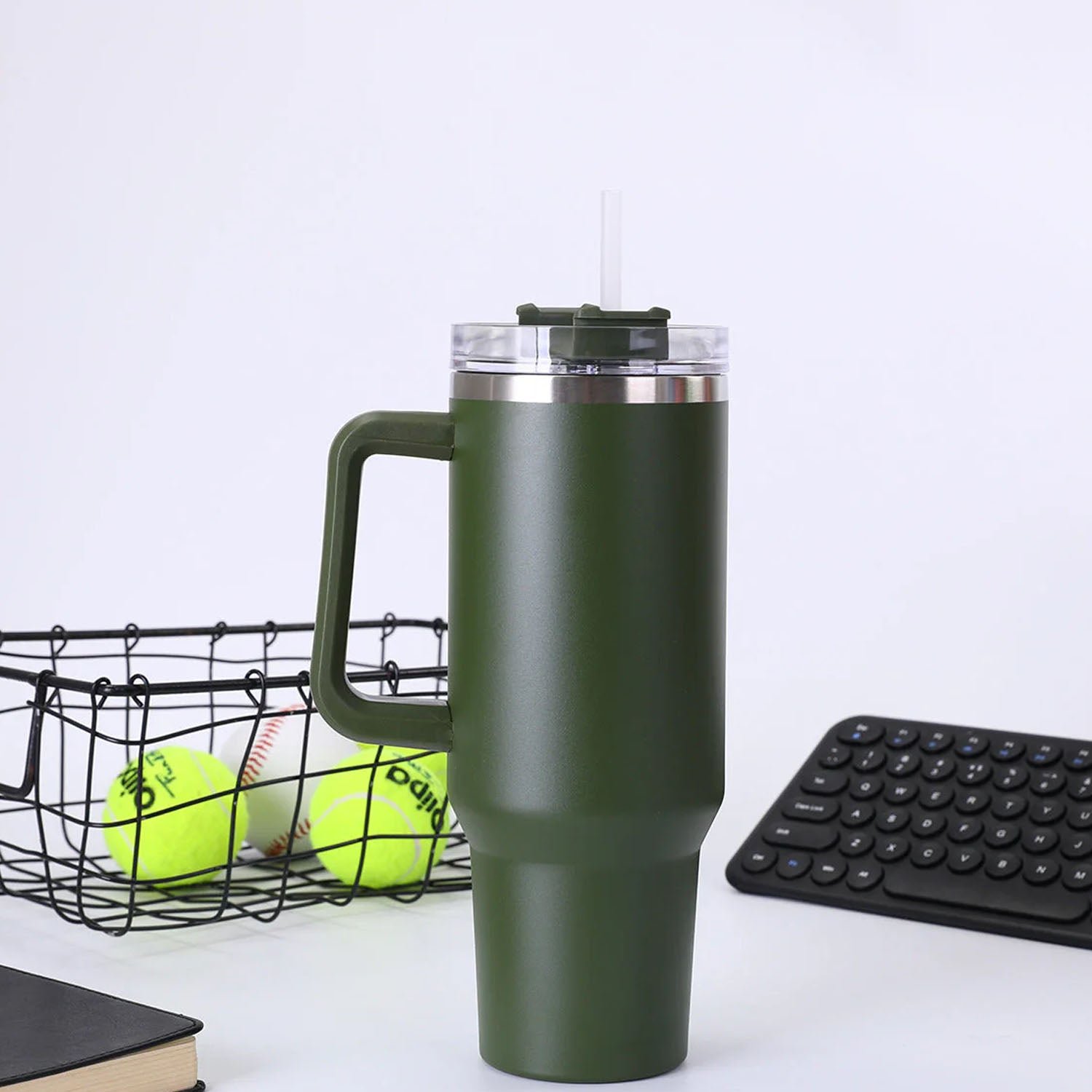 Insulated Travel Mug – 1200ML Large Capacity with Handle & Straw
