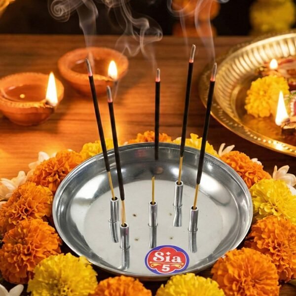 Stainless Steel Agarbatti Stand – Multi-Stick Lotus Incense Holder