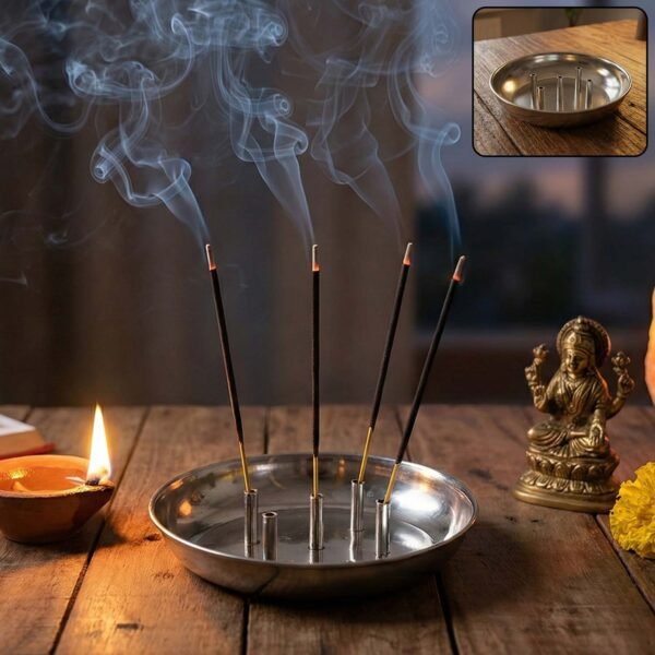 Stainless Steel Agarbatti Stand – Multi-Stick Lotus Incense Holder