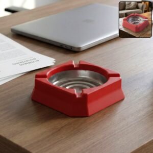 Heat-Resistant Ashtray – Stainless Steel Inner Bowl for Easy Cleaning