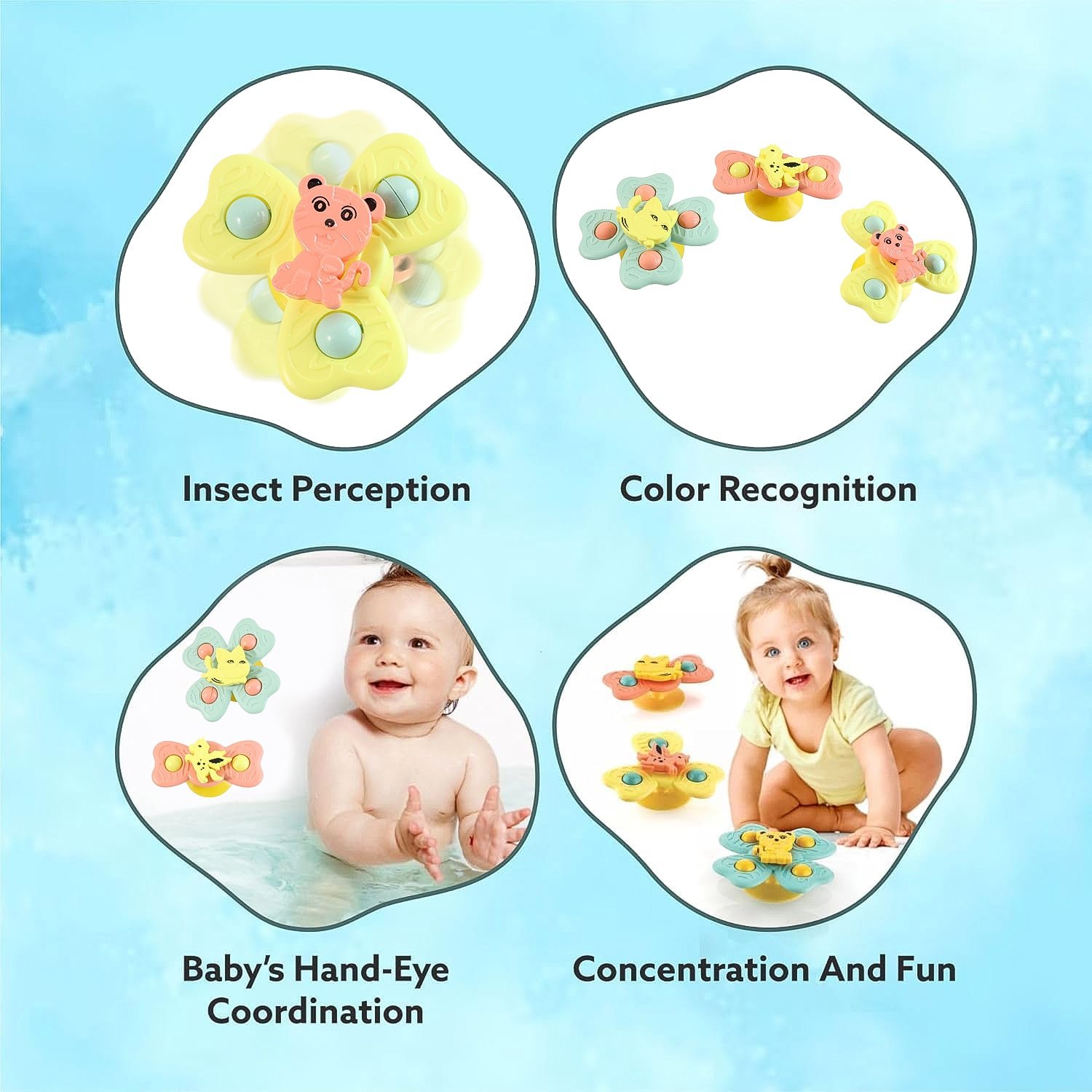 Baby Spinner Toy Set – 3-Pc Suction Cup Spinning Toys for Sensory Play