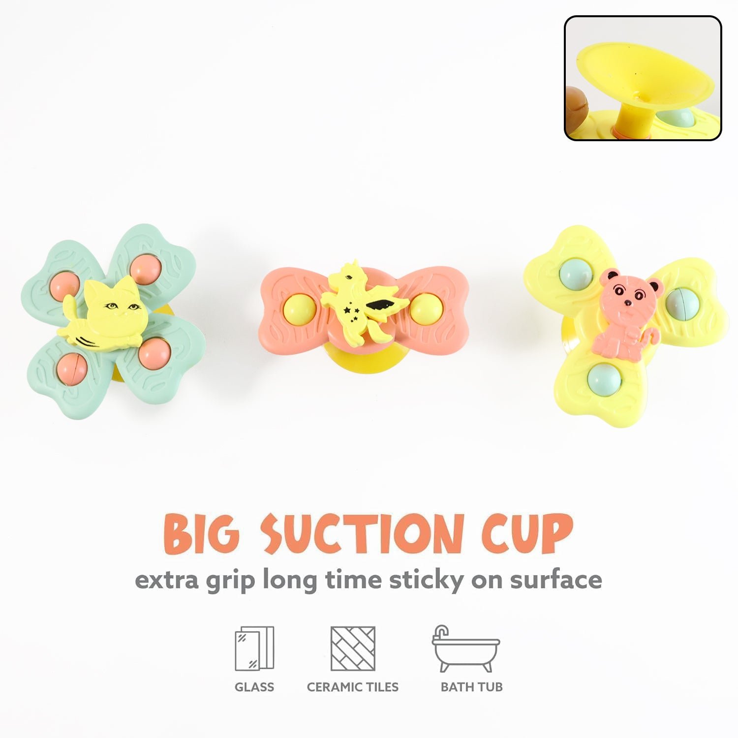 Baby Spinner Toy Set – 3-Pc Suction Cup Spinning Toys for Sensory Play
