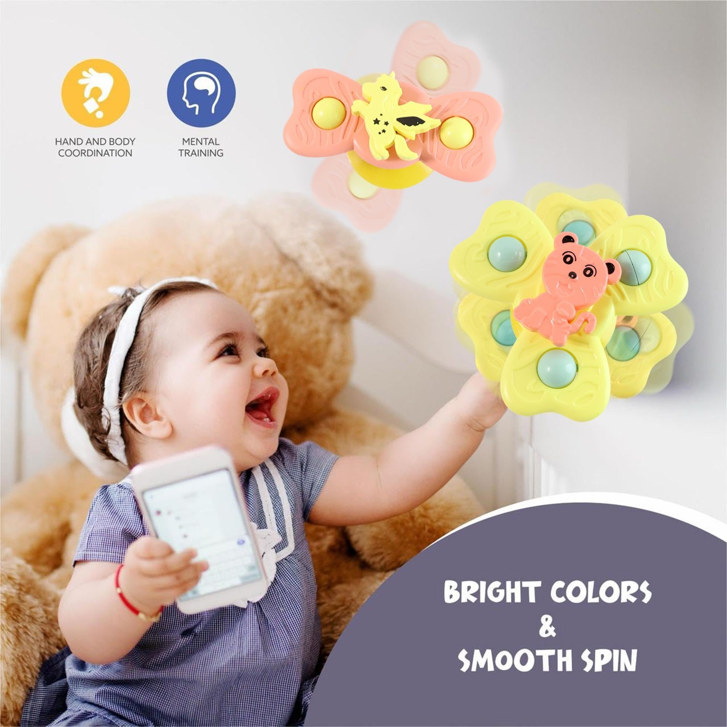 Baby Spinner Toy Set – 3-Pc Suction Cup Spinning Toys for Sensory Play