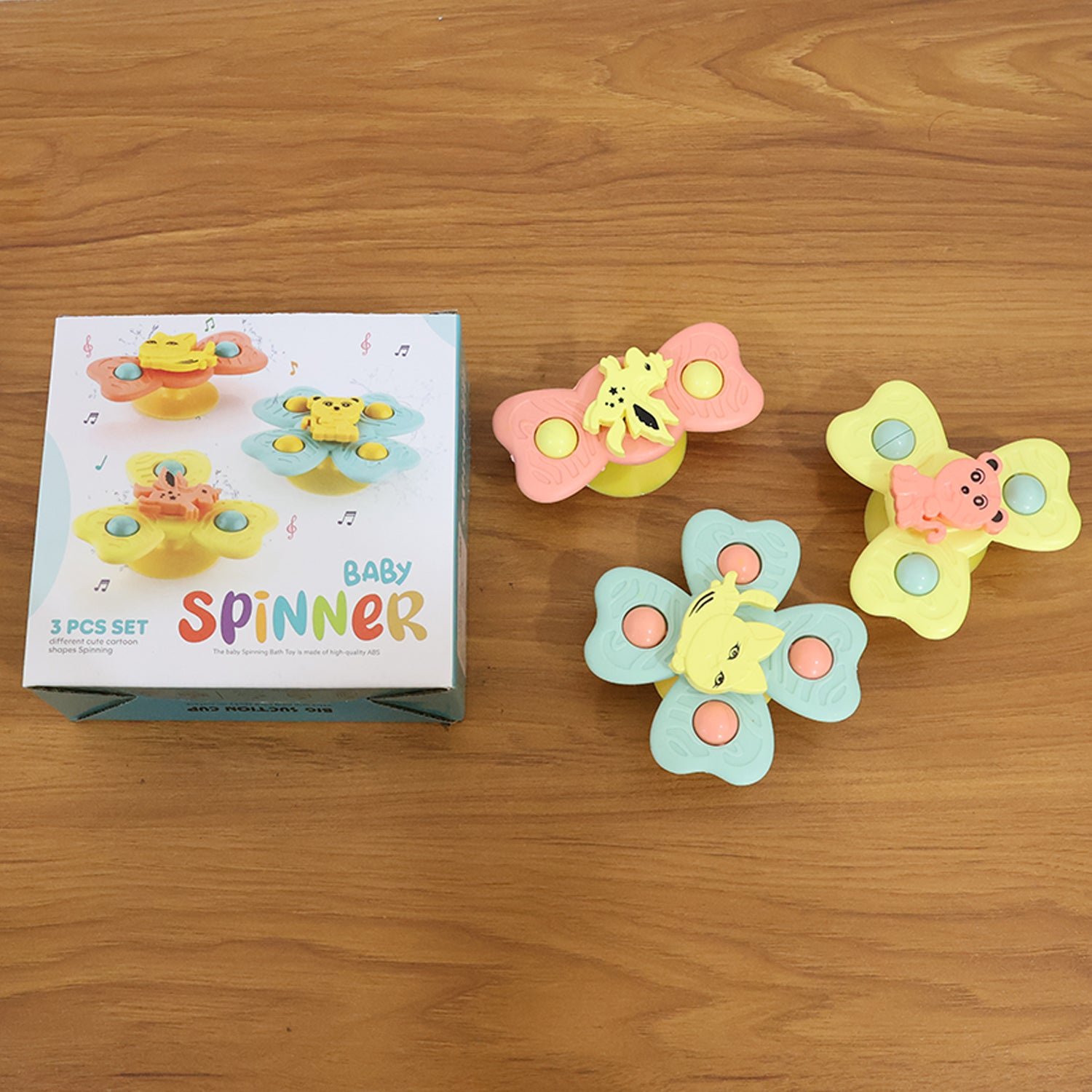Baby Spinner Toy Set – 3-Pc Suction Cup Spinning Toys for Sensory Play