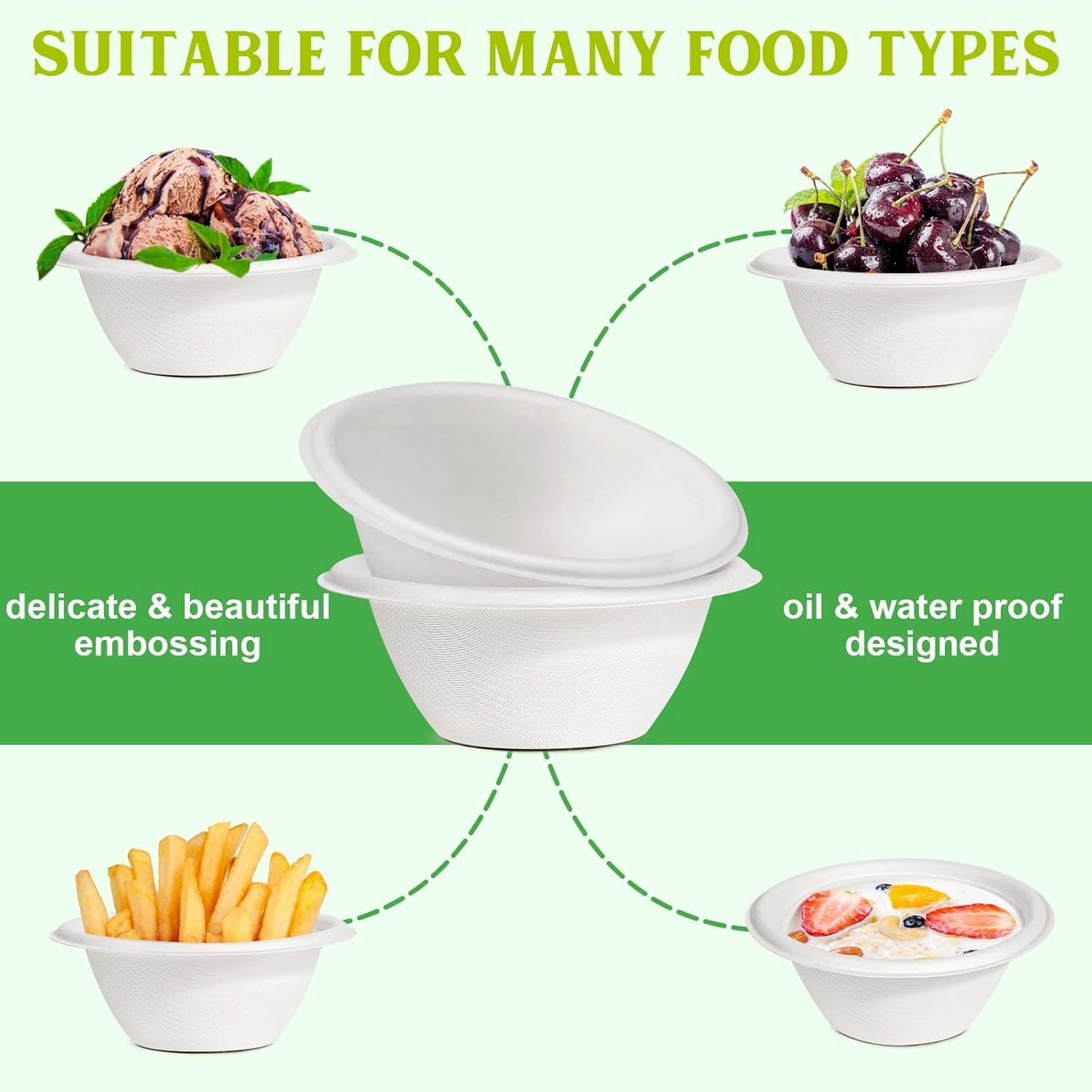 Compostable Bagasse Bowl – 180 ml Eco-Friendly Round Serving