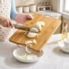 Wooden Cutting Board Combo Set with Bamboo Spoon Spatula and Turner (4 Pc Set)