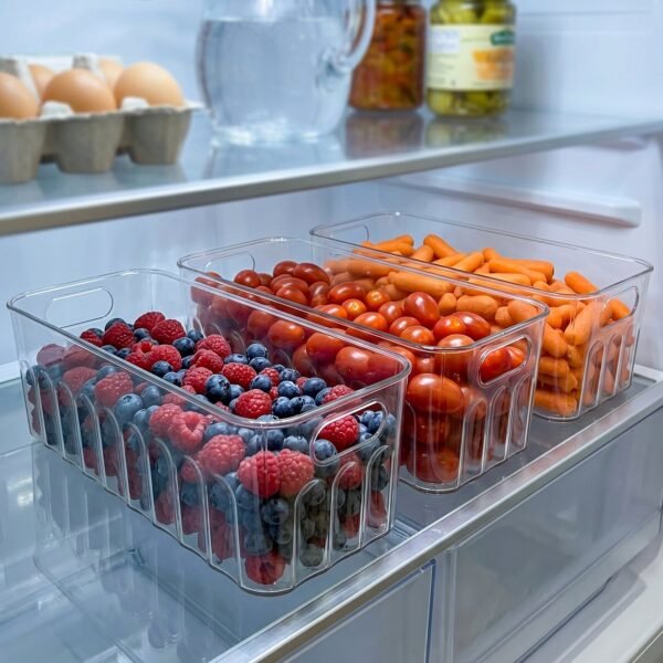 Plastic Fridge Organizer Basket – Clear Storage Solution for Kitchen