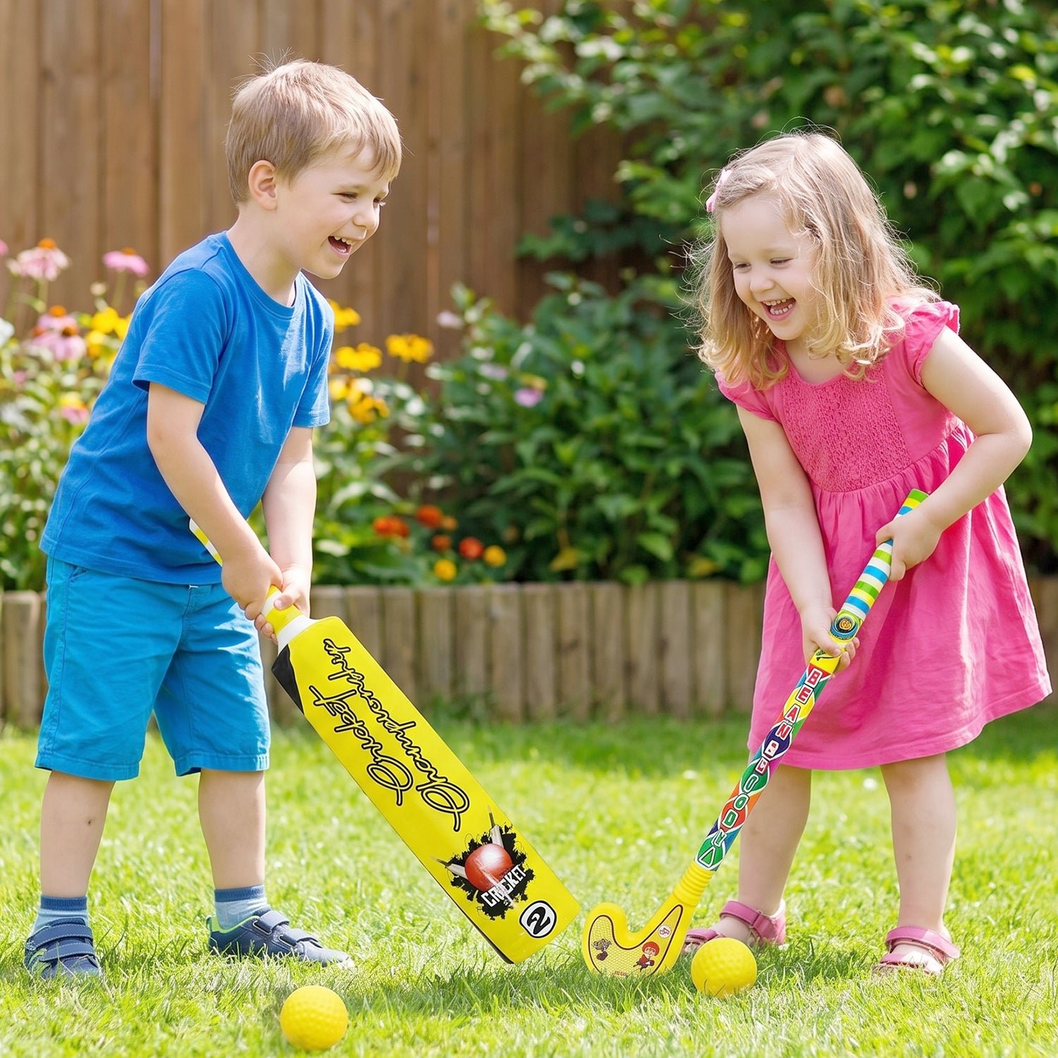 Kids Bat Ball Hockey Combo – Lightweight Plastic Sports Set | Dollamis