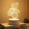 3D Teddy Bear Night Lamp – Captivating Heart Illusion for Kids and Home