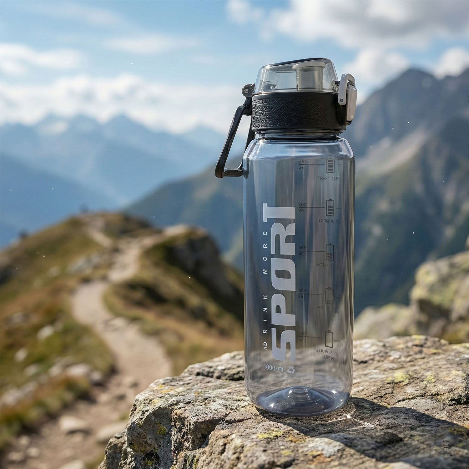 1000 ML Sports Water Bottle – Leakproof Flip Lock for Travel