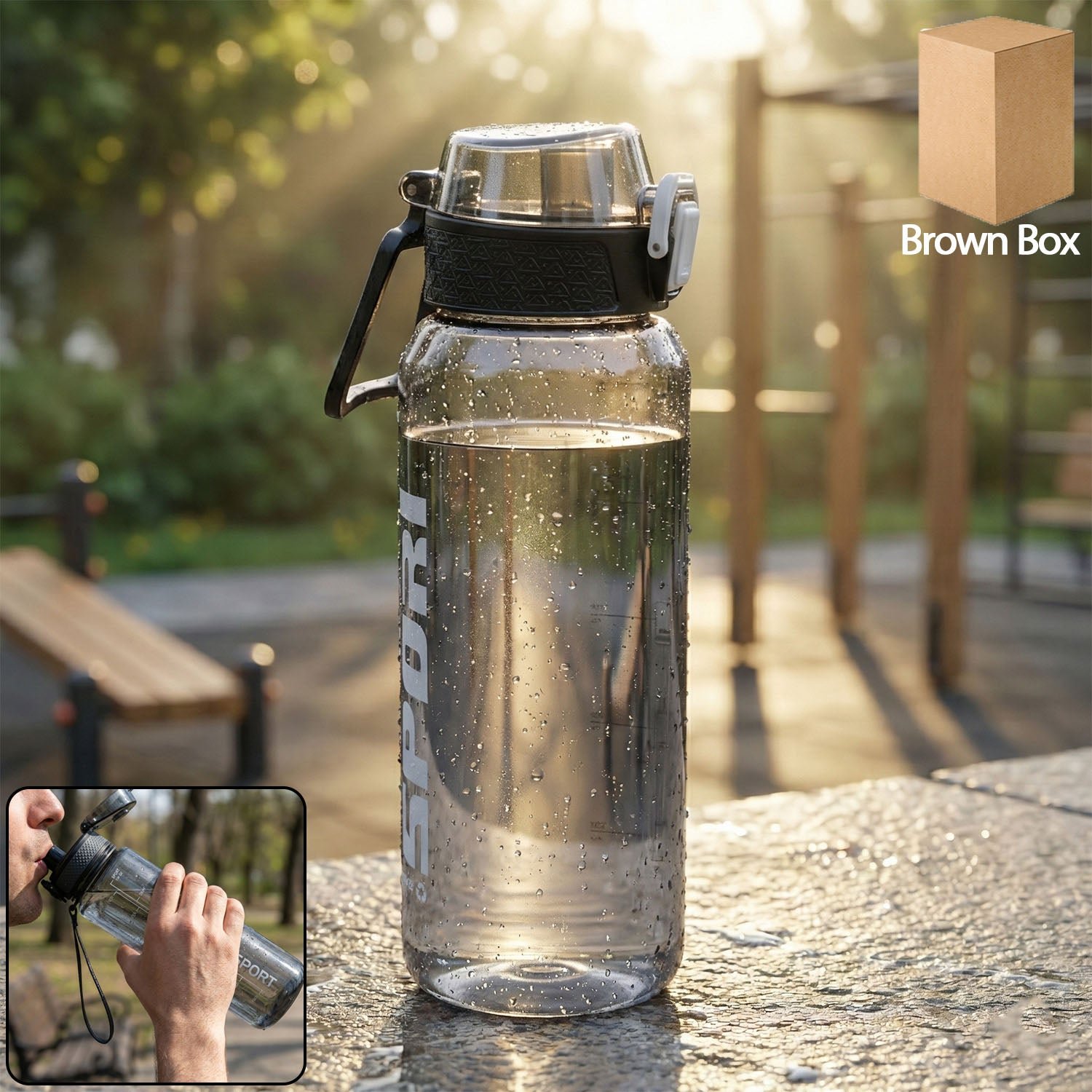 1000 ML Sports Water Bottle – Leakproof Flip Lock for Travel