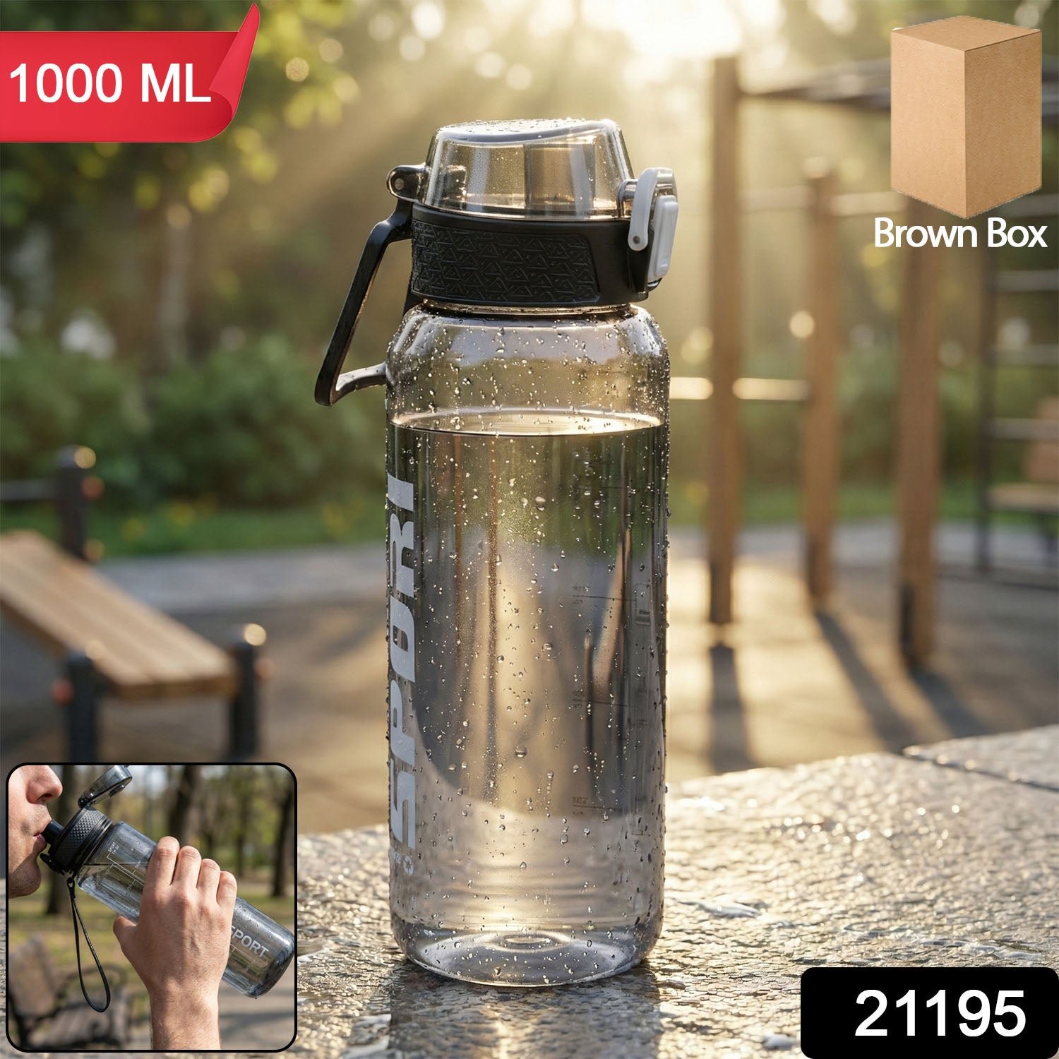 1000 ML Sports Water Bottle – Leakproof Flip Lock for Travel