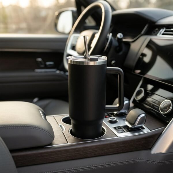 Konvex Hydra Insulated Travel Tumbler 1200 ML with Handle Straw Black (1 Pc)