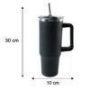 Konvex Hydra Insulated Travel Tumbler 1200 ML with Handle Straw Black (1 Pc)