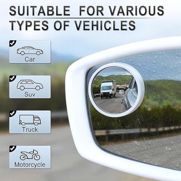 Car Blind Spot Mirror – White Round Set for Enhanced Safety