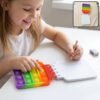Mini Square Pop It Diary Fidget Notebook for Kids Rainbow Silicone (1 Pc)